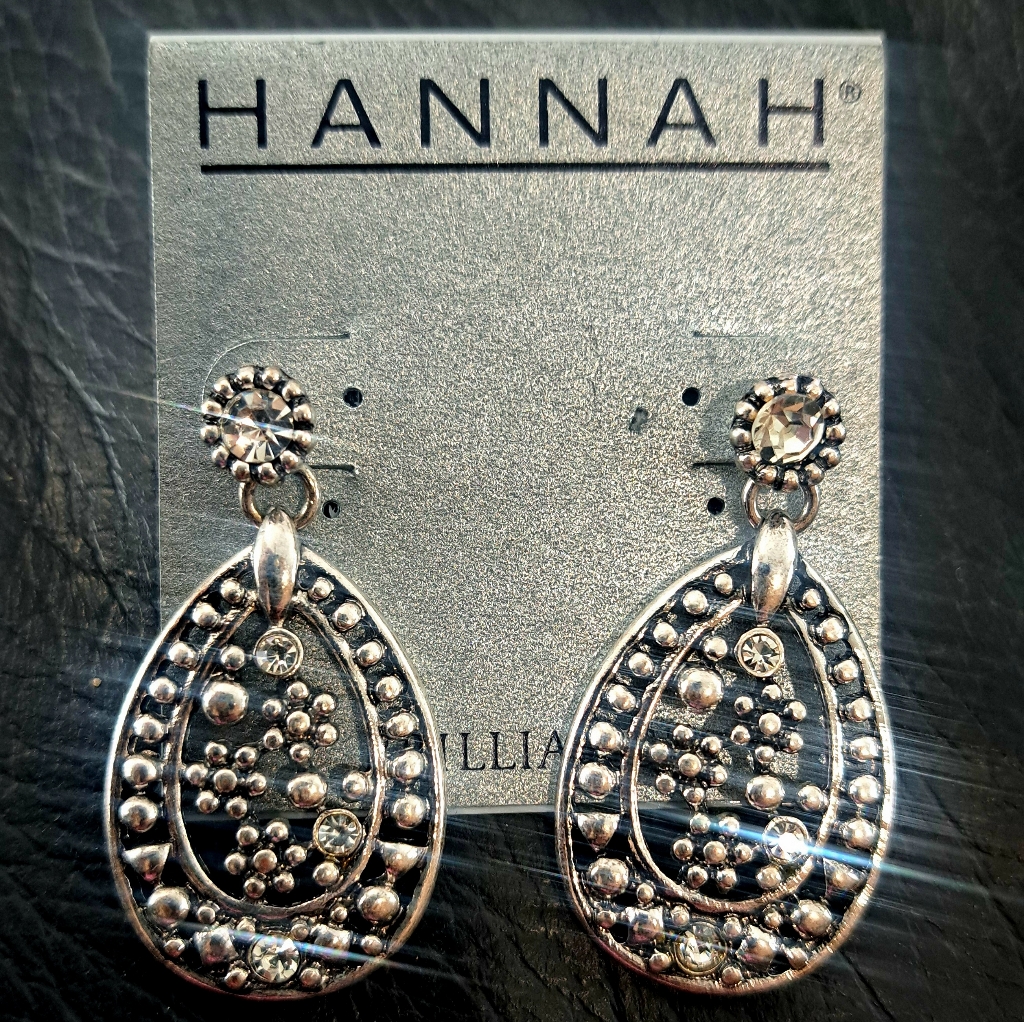 Hannah Brilliance Intricate Silver Tone Earrings 6$
